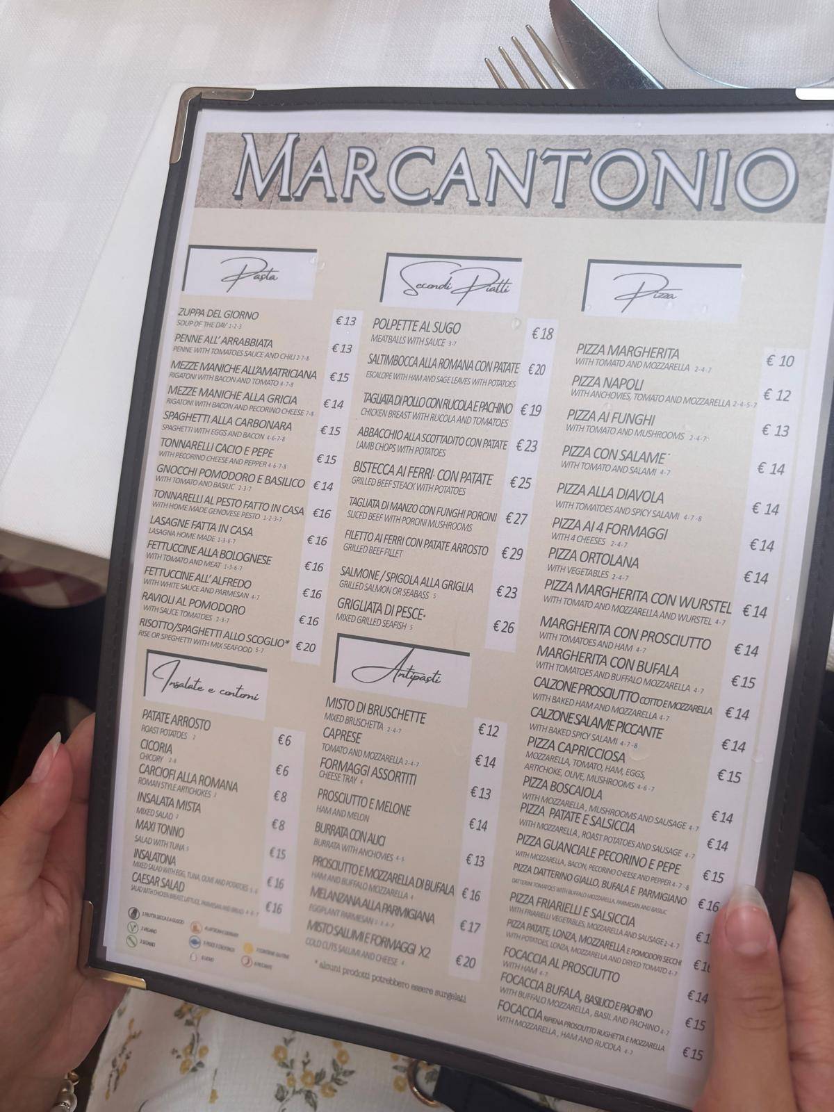 Ristorante Pizzeria Marcantonio меню