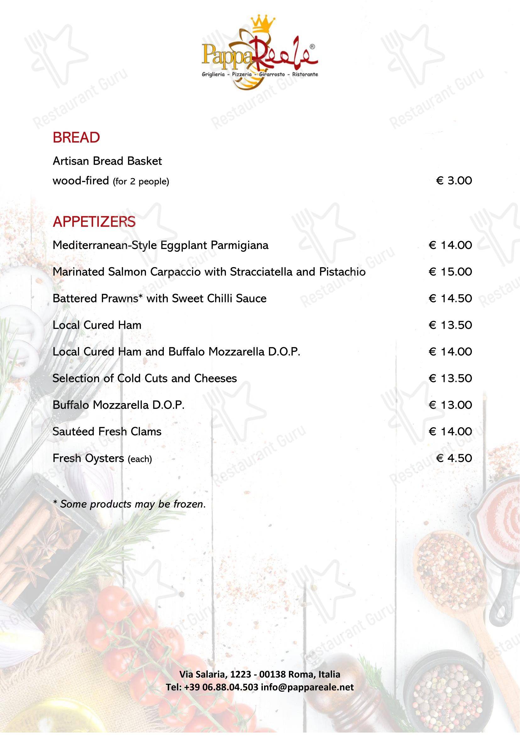 Меню пиццерии Ristorante Pizzeria - PappaReale - Меню