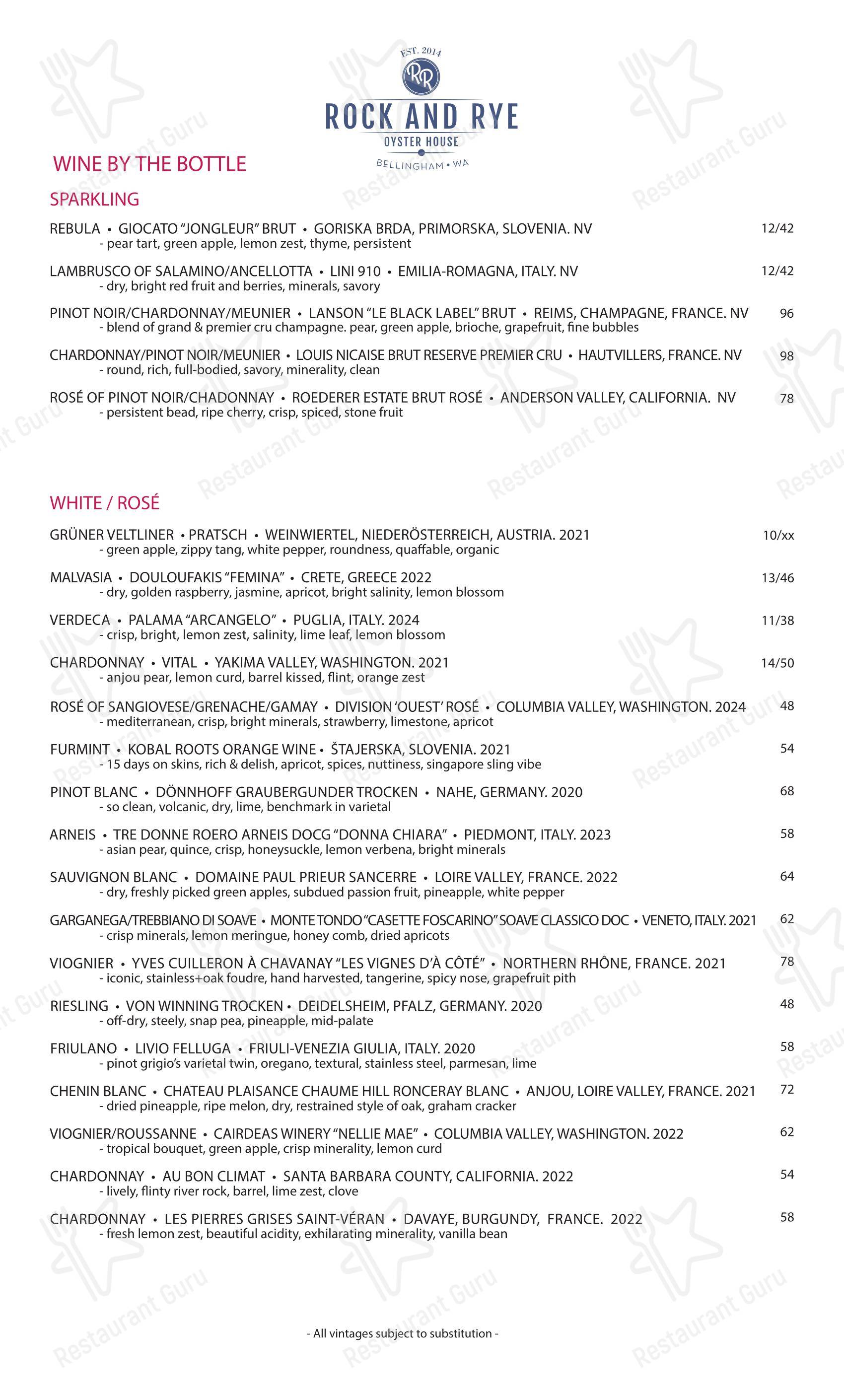 Крафт меню паба и бара Rock and Rye Oyster House в Беллингхеме