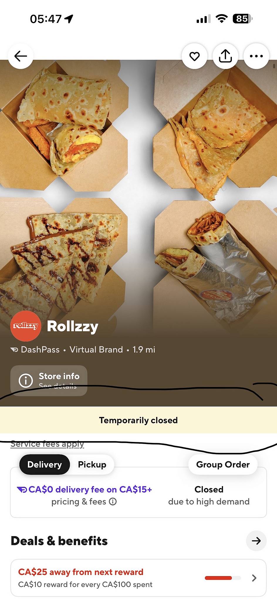 Rollzzy меню