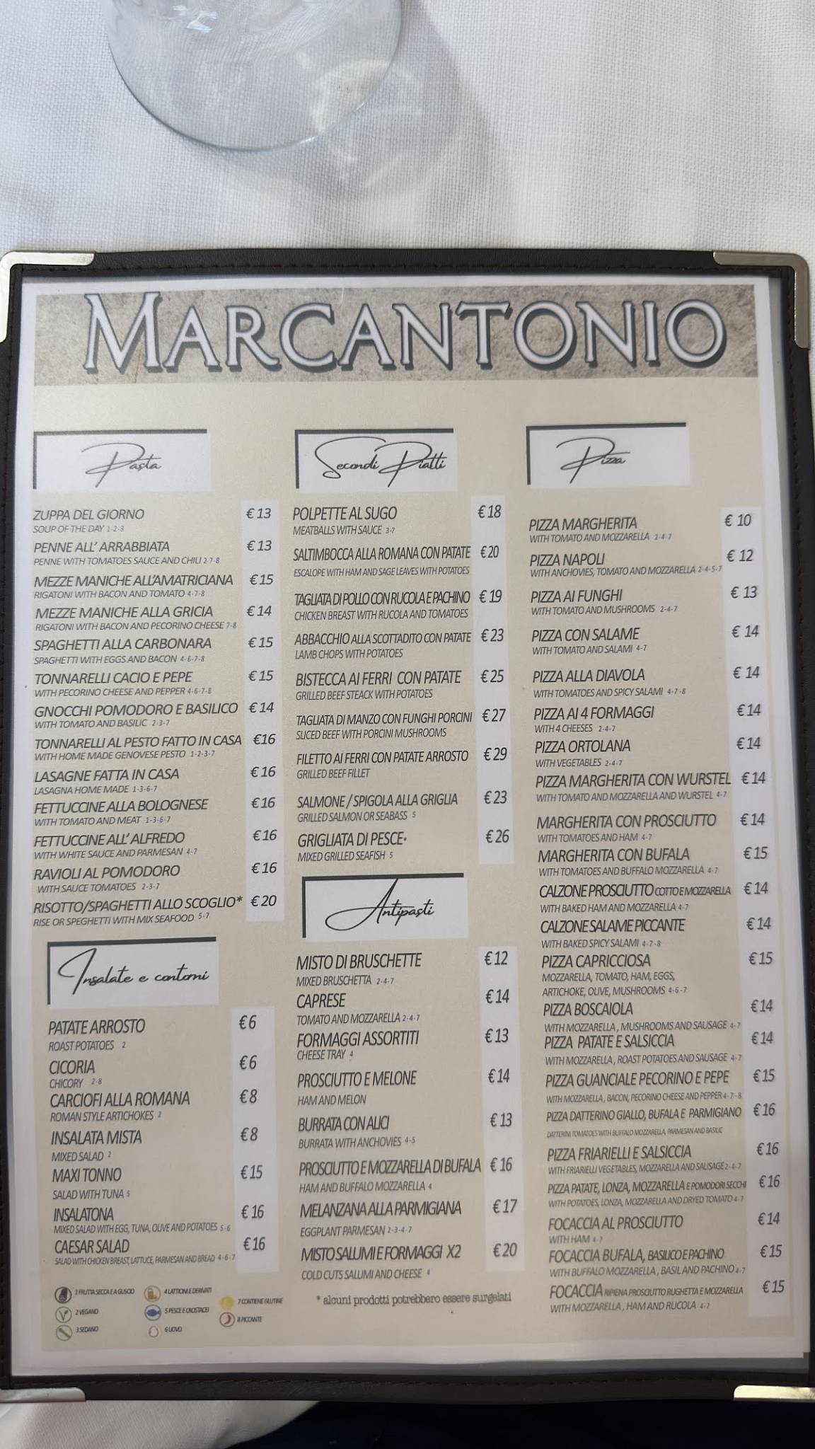 Ristorante Pizzeria Marcantonio меню