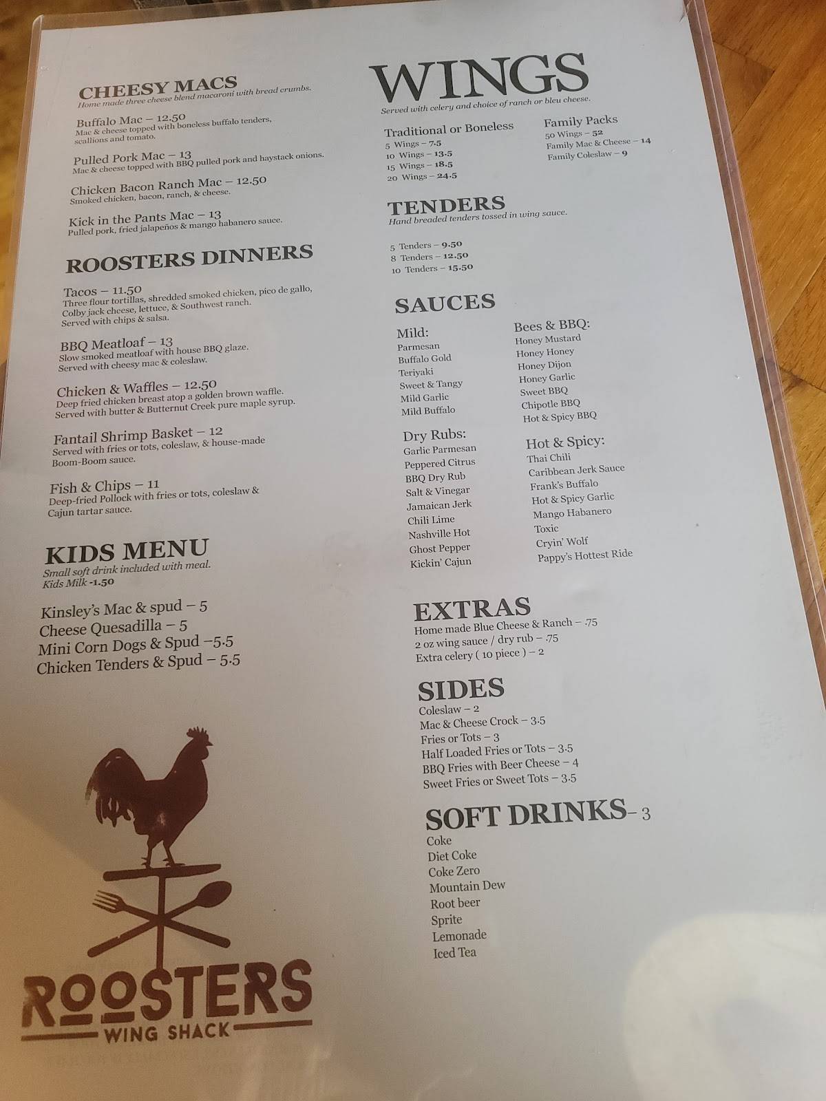 Roosters Wing Shack меню