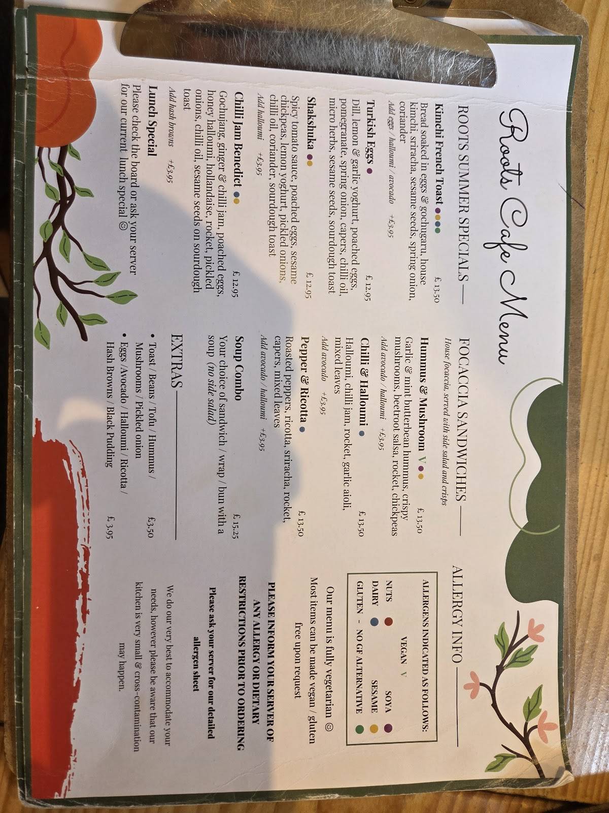 Roots Cafe Inv меню