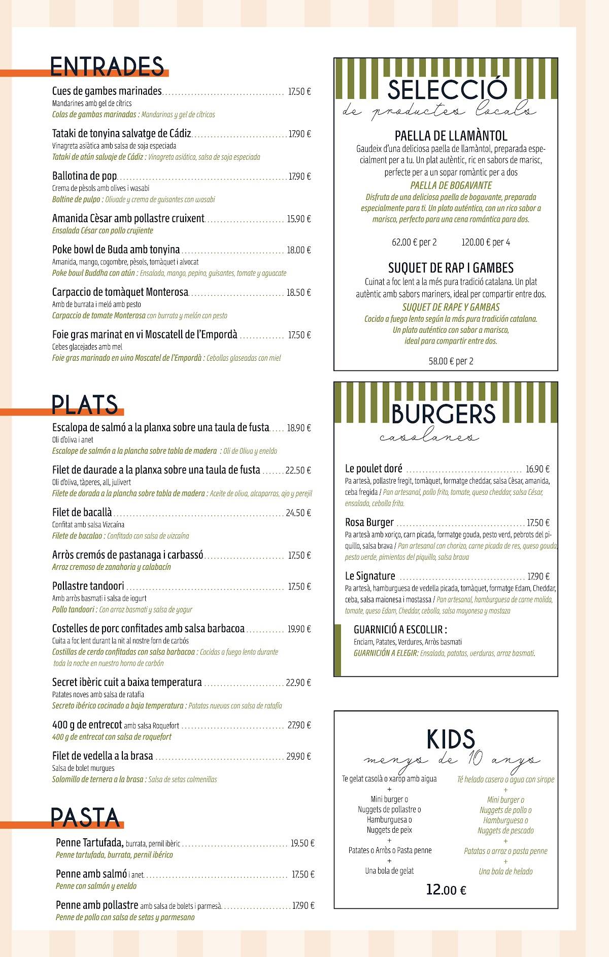 Rosa Restaurante меню