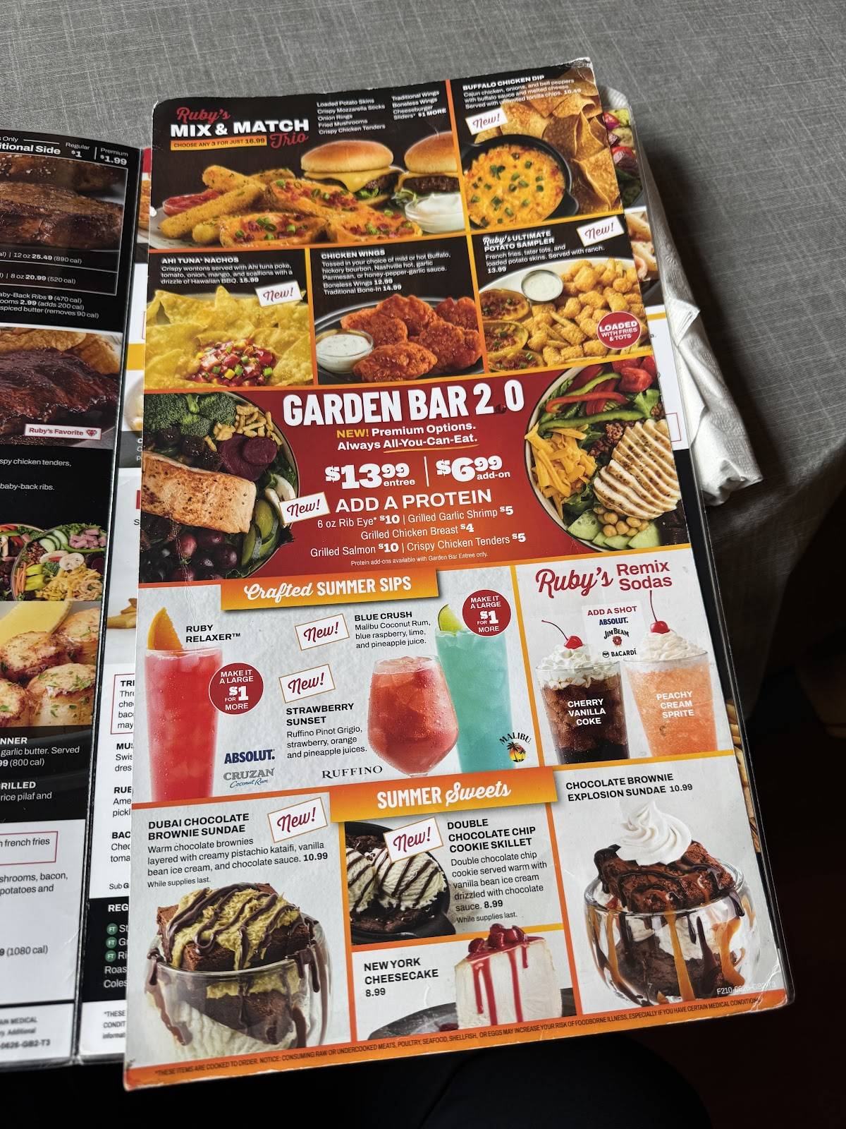 Ruby Tuesday меню