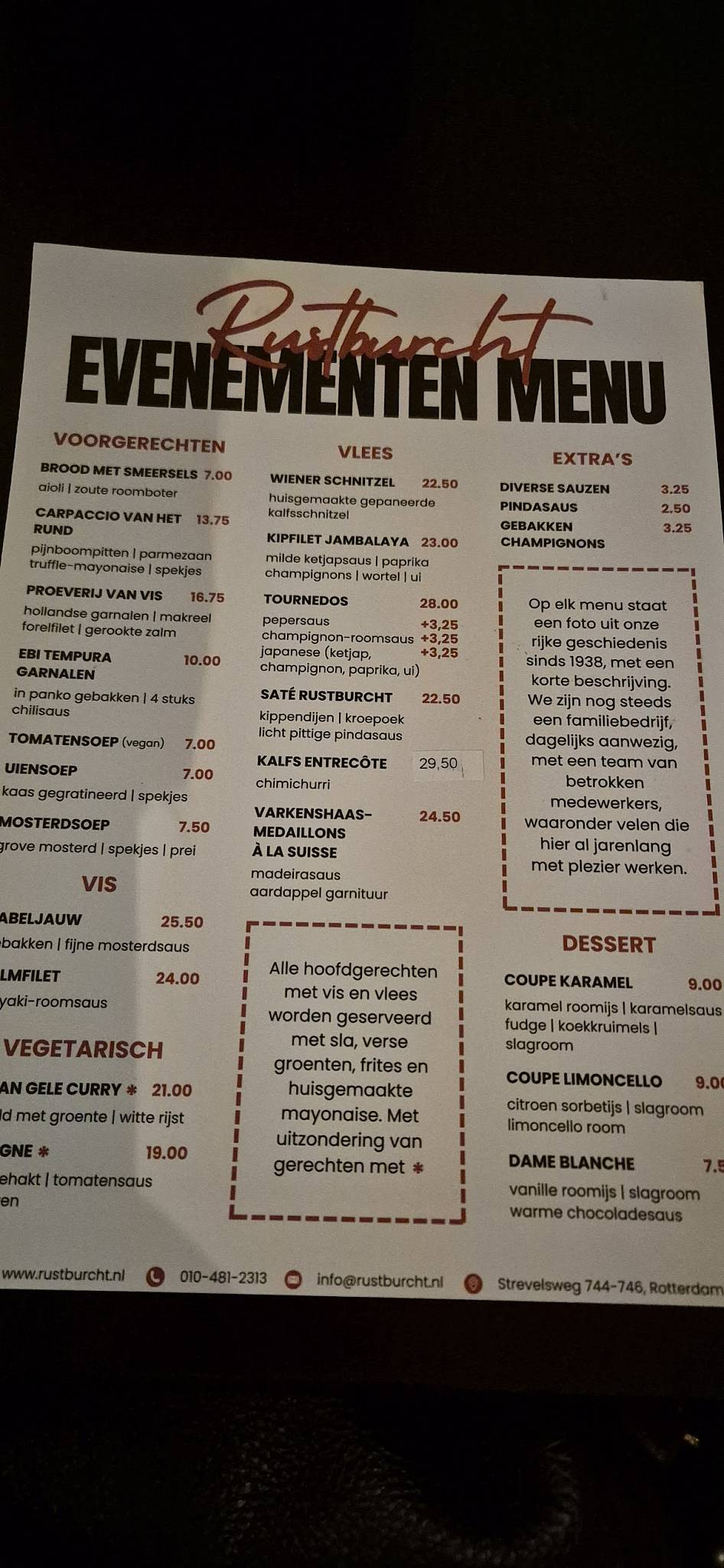 Rustburcht меню