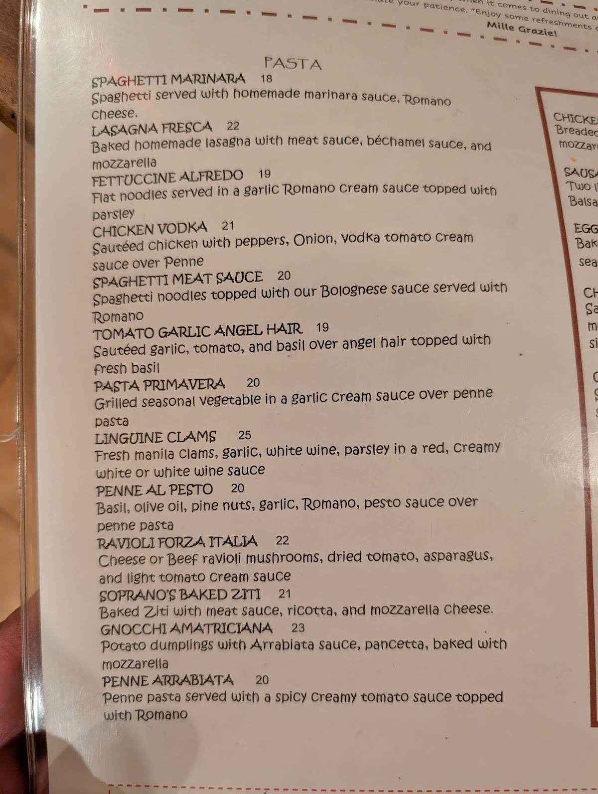 Rustico Ristorante & Pizzeria меню