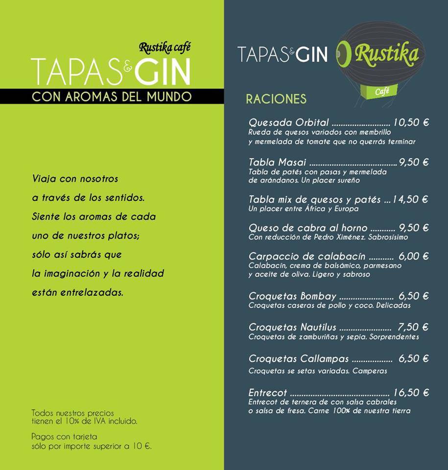 Rústika Tapas & Gin меню