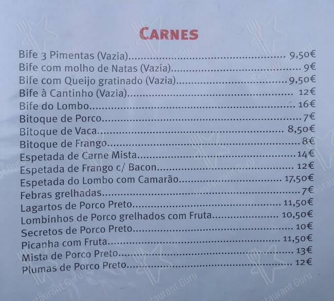 Saca Rolhas меню