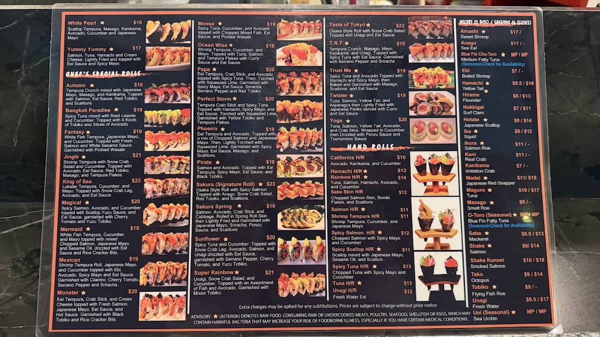 Sakura Japanese Sushi Bar меню
