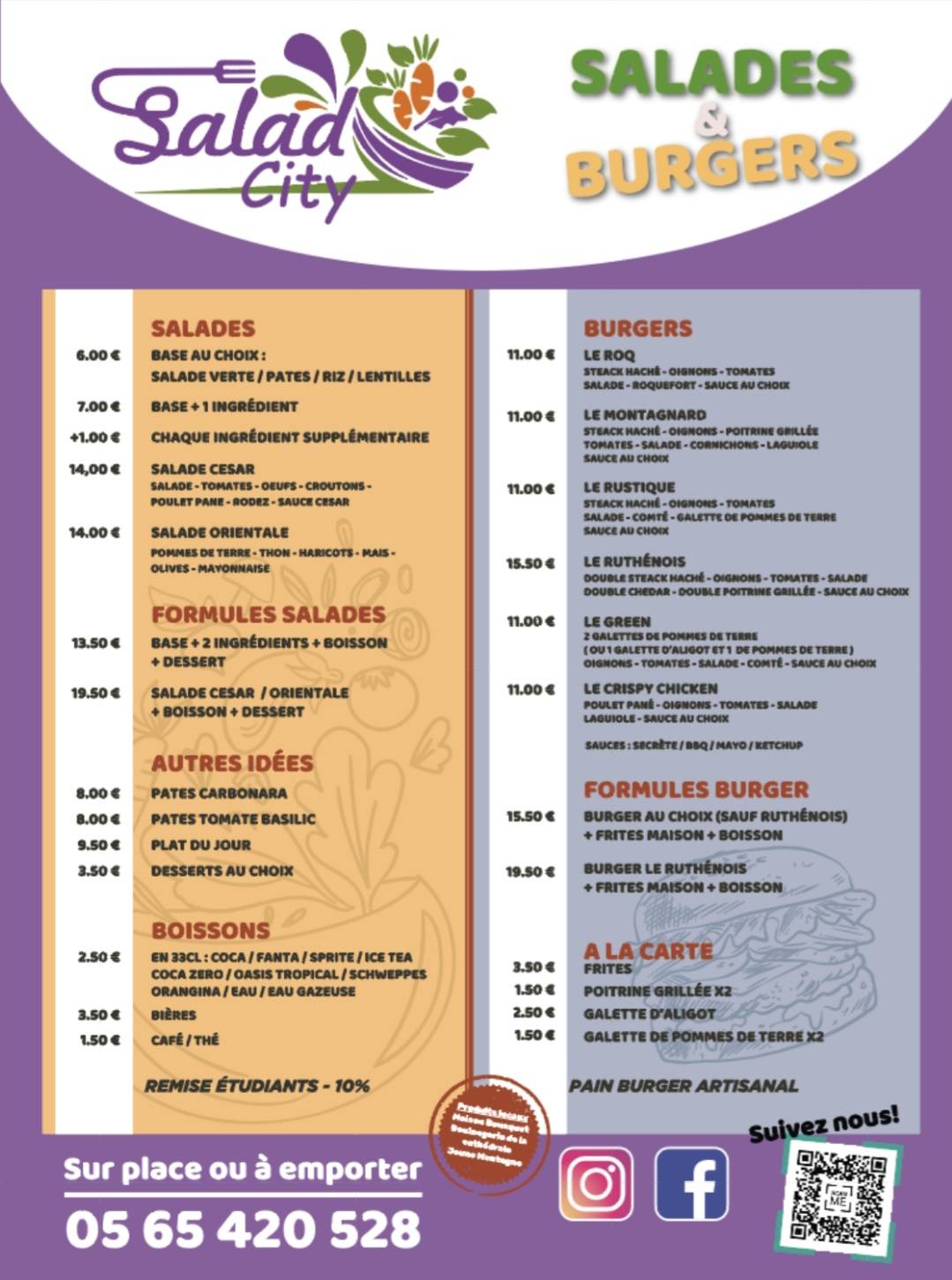 Saladcity Rodez меню