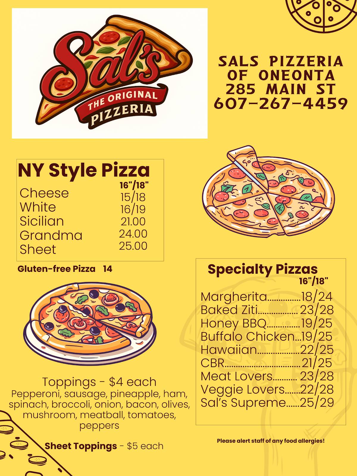 Sal's Original Pizzeria of Oneonta меню