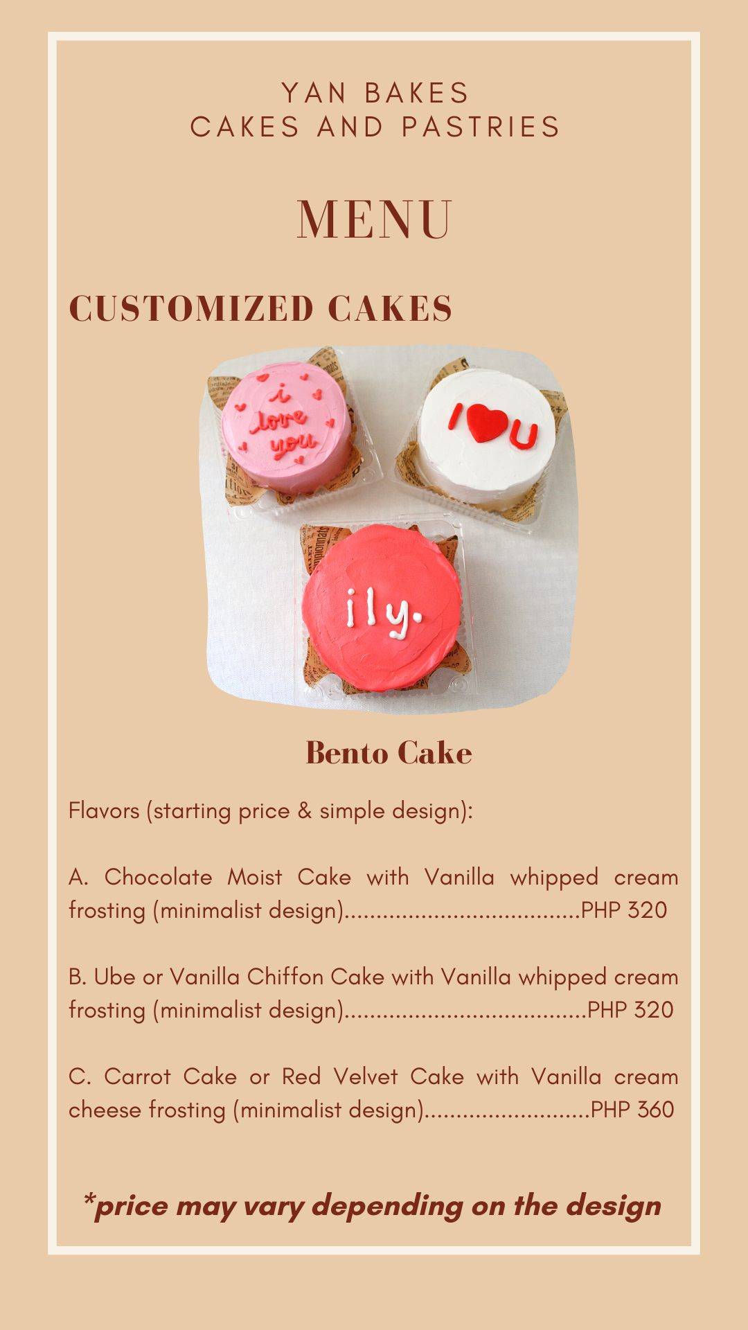 Yan Bakes меню