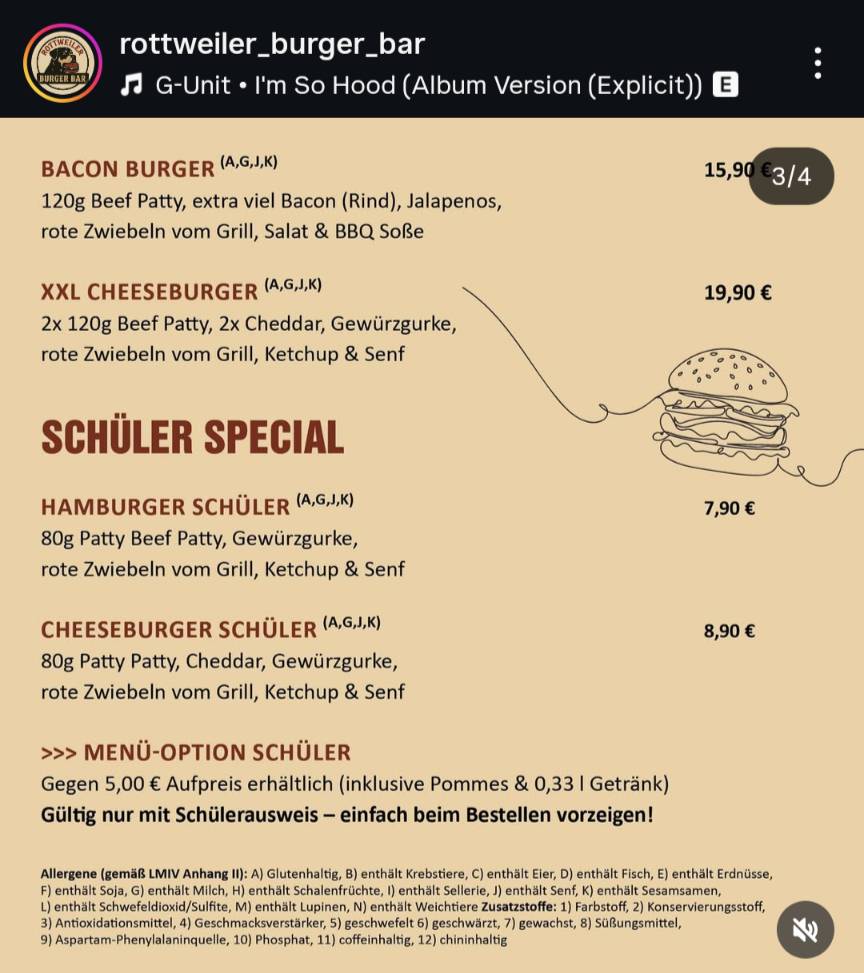 Schantle Rottweil меню