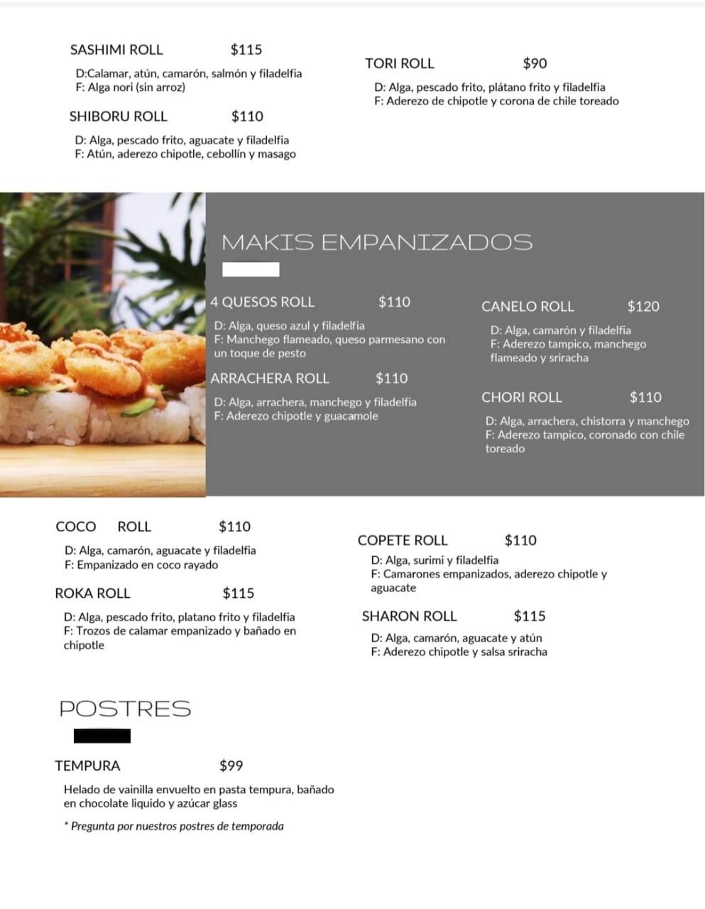 Shiboru Sushi меню