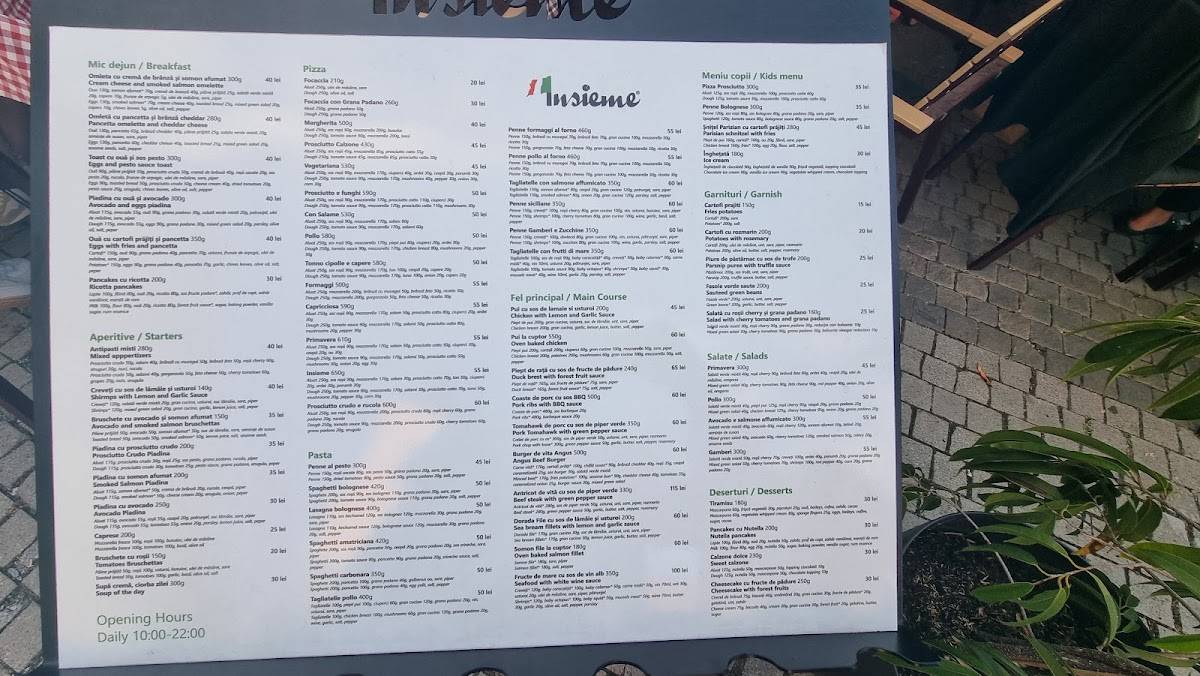 Insieme Ristorante меню