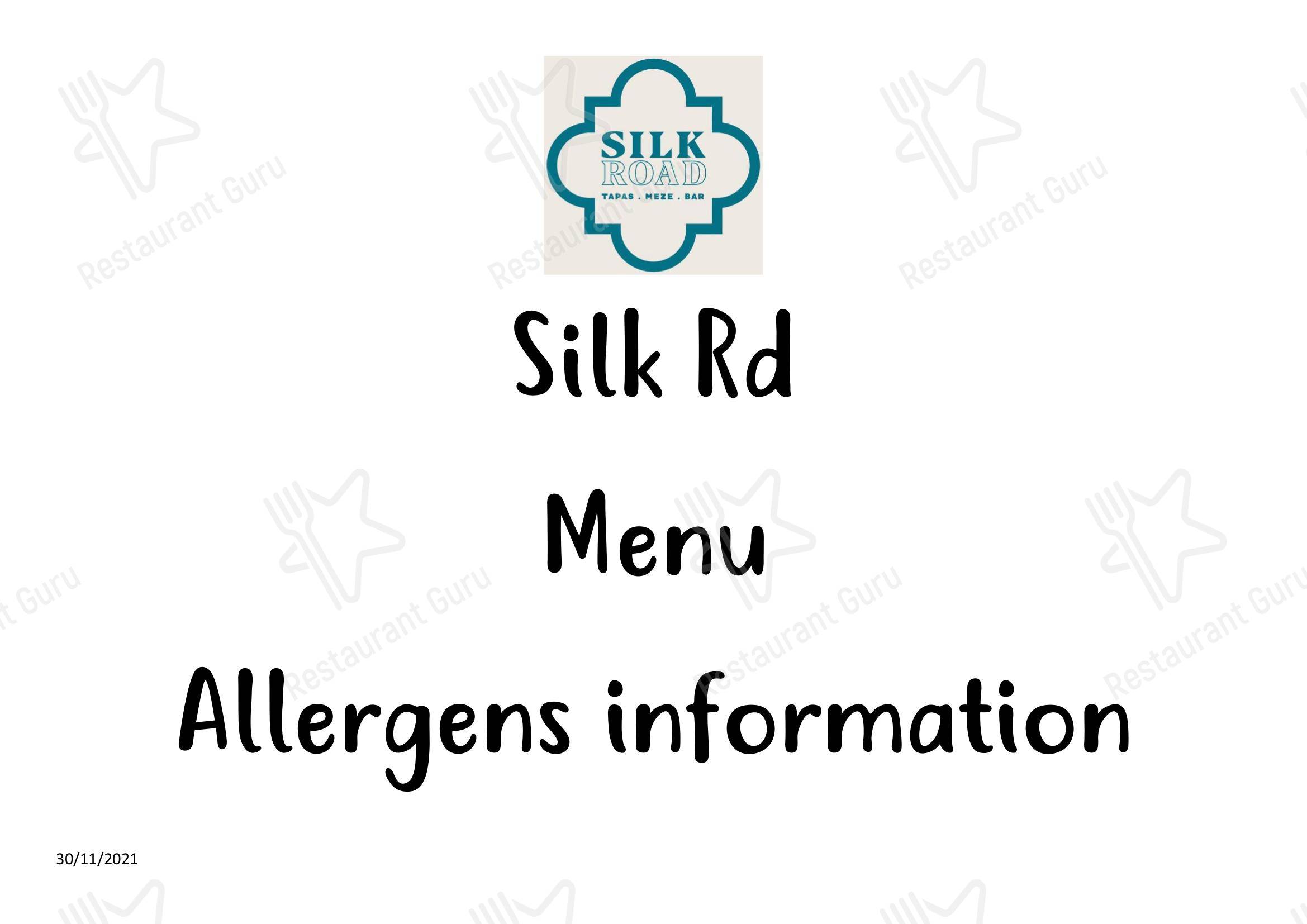 Меню напитков ресторана Silk Rd в Стокпорте