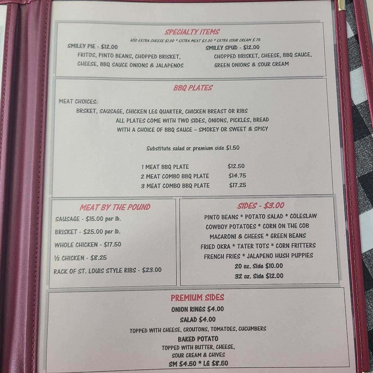Smiley's Cafe меню