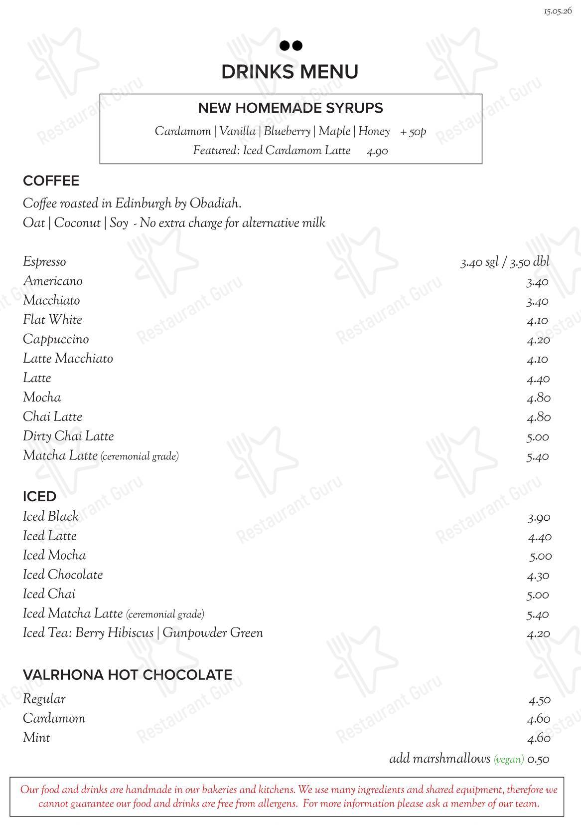 Меню пиццерии Söderberg Pavilion - Lunch Menu