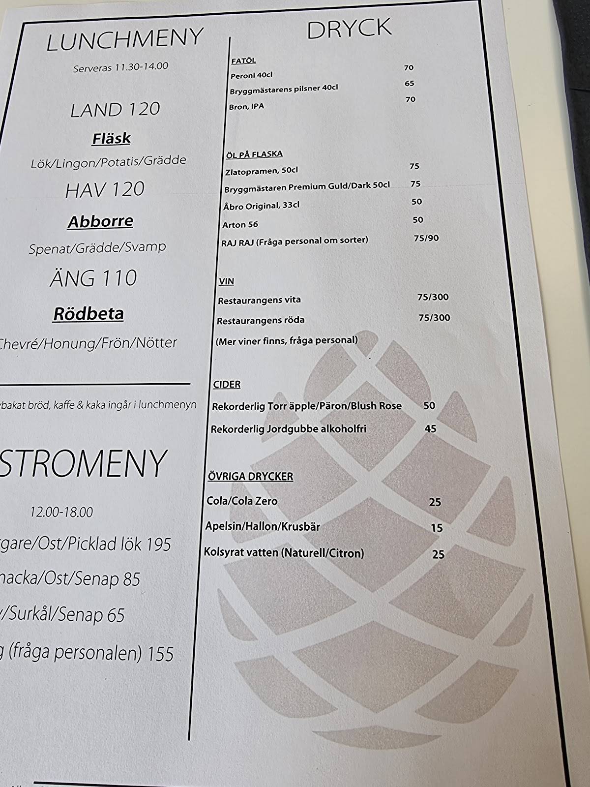 Sölvesborgs Golfrestaurang меню