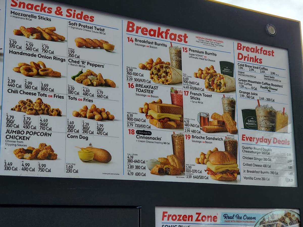 Sonic Drive-In меню