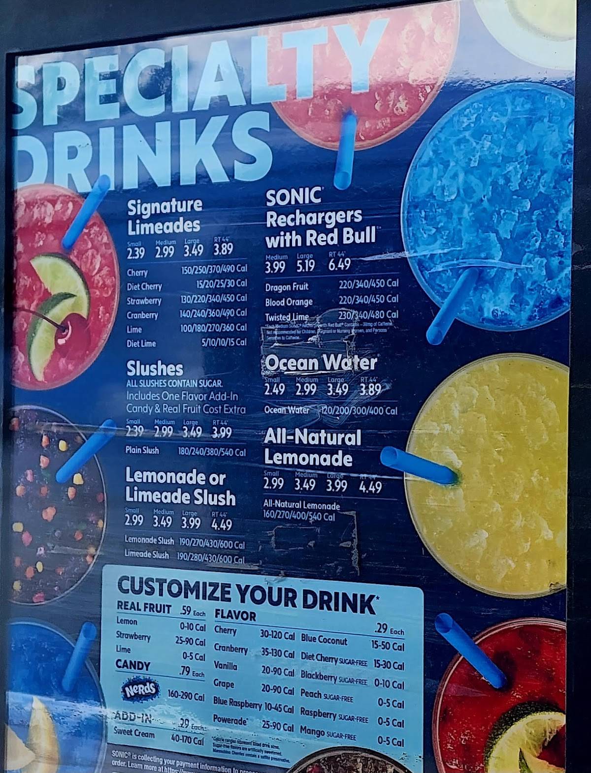 Sonic Drive-In меню