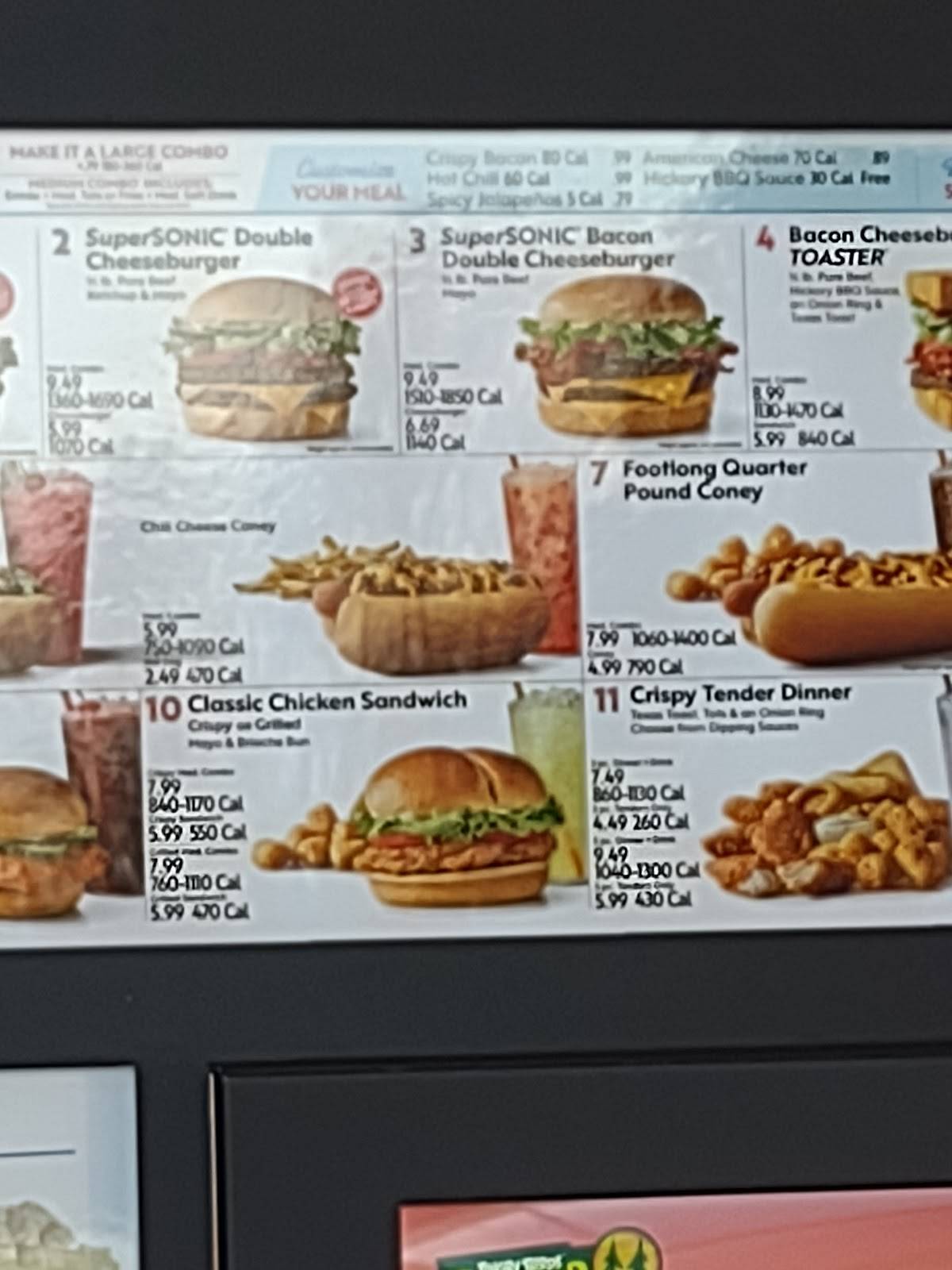 Sonic Drive-In меню