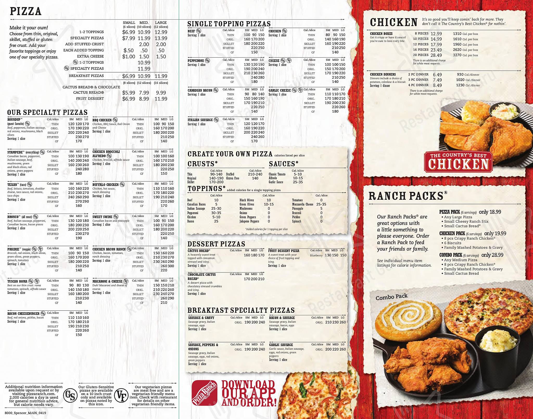 Pizza Ranch в Спенсере - Table Menu