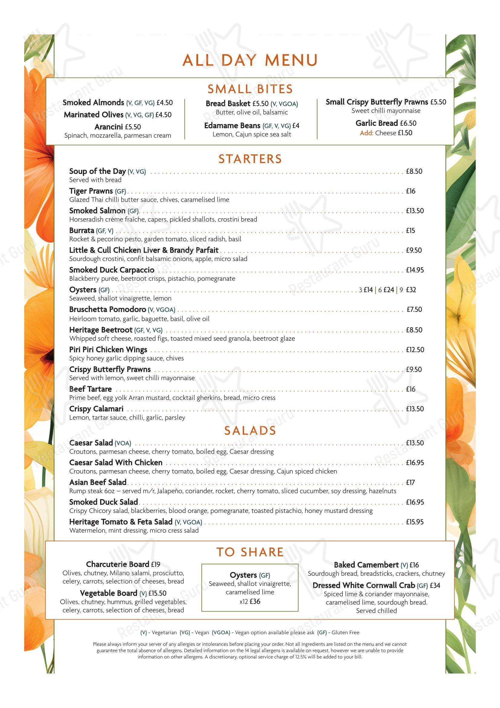 Меню для посетителей ресторана Square Grill Brasserie Restaurant & Piano Bar Bath