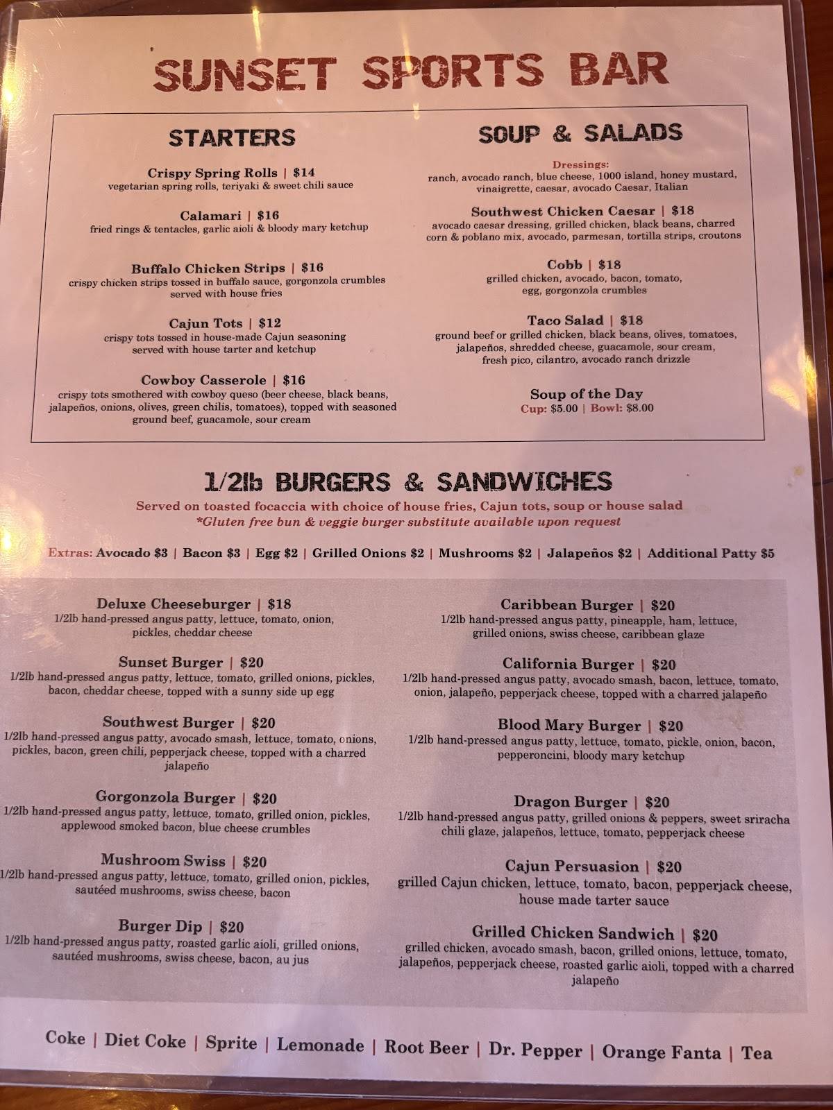 Sunset Chelan - Pizza, Bar & Grill меню