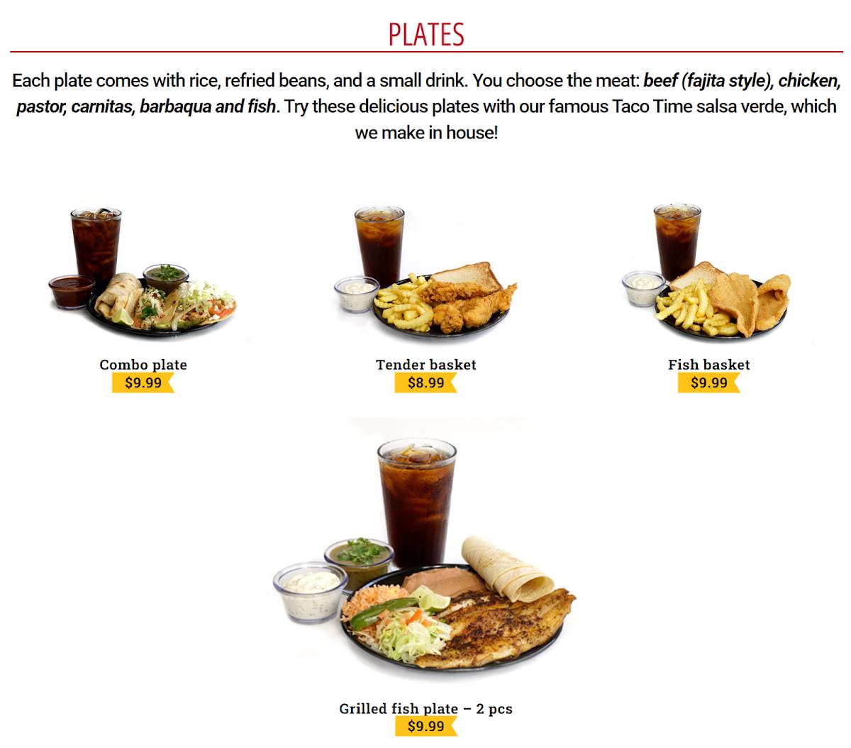 Taco Time Mexican Grill меню
