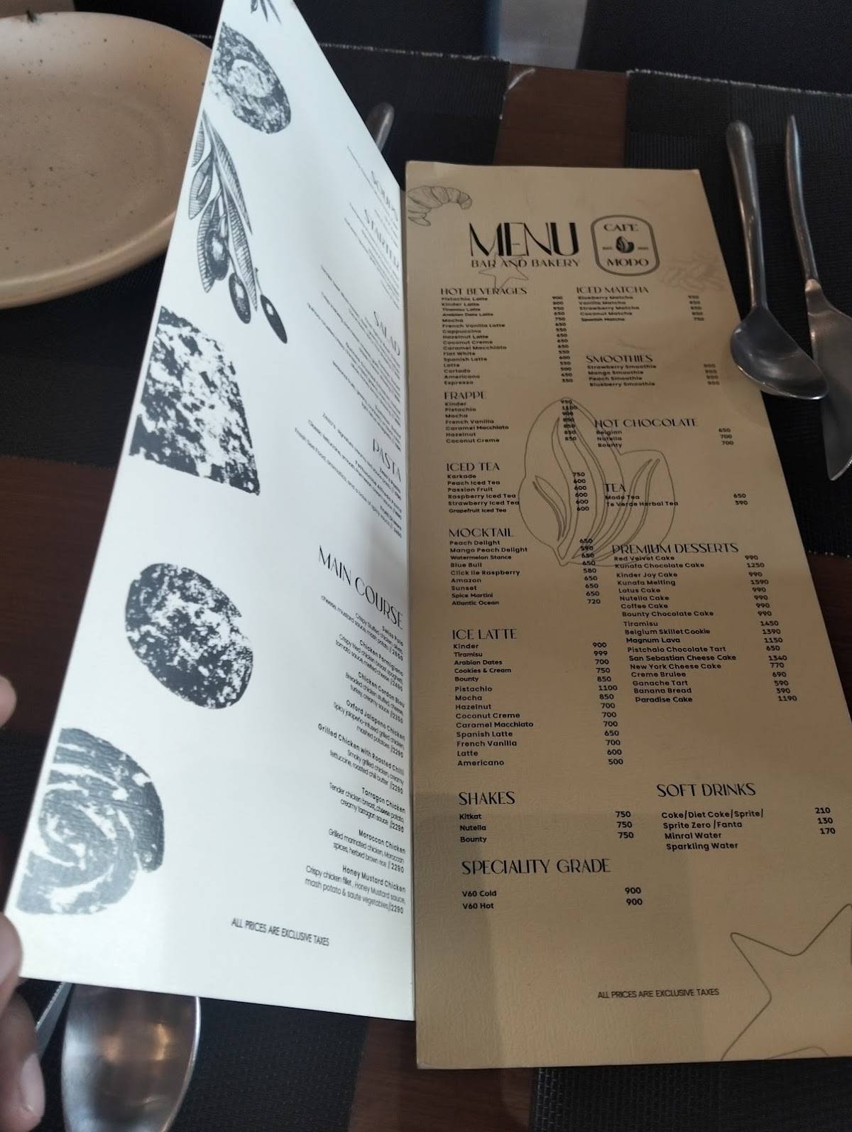 Tavolo multan меню