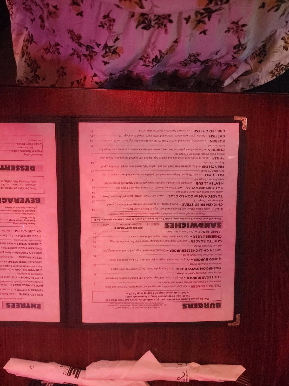 The Bar меню