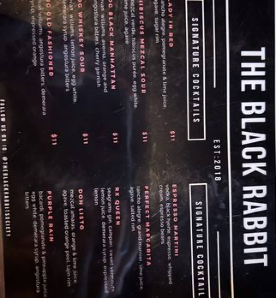 The Black Rabbit меню