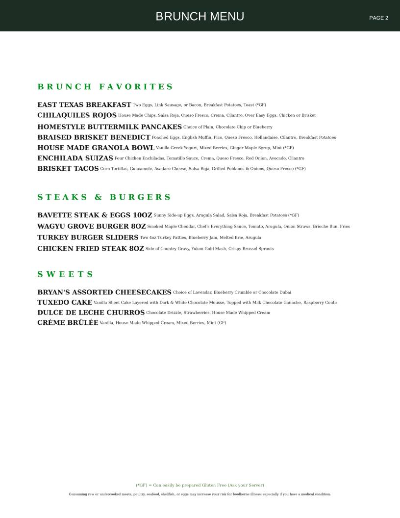 The Grove Kitchen & Gardens меню