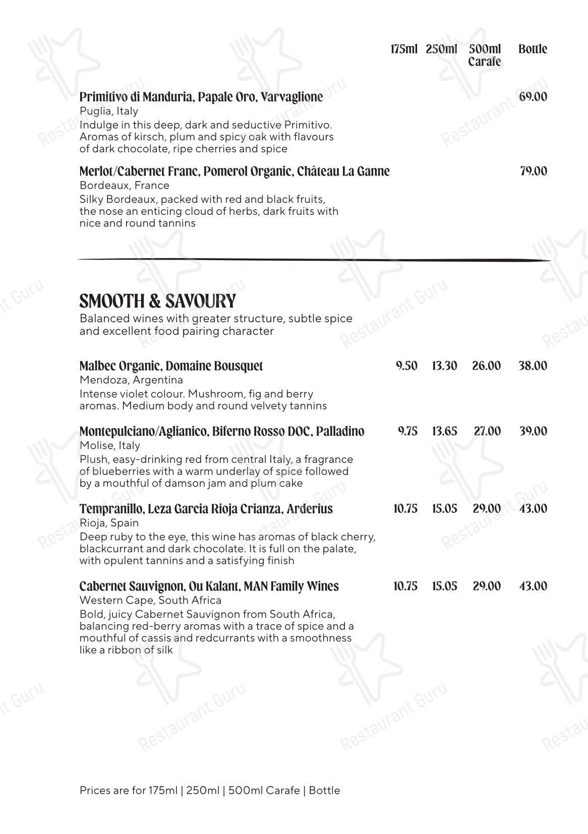 Меню паба и бара The Hawk Inn Pub with Rooms - Breakfast Menu