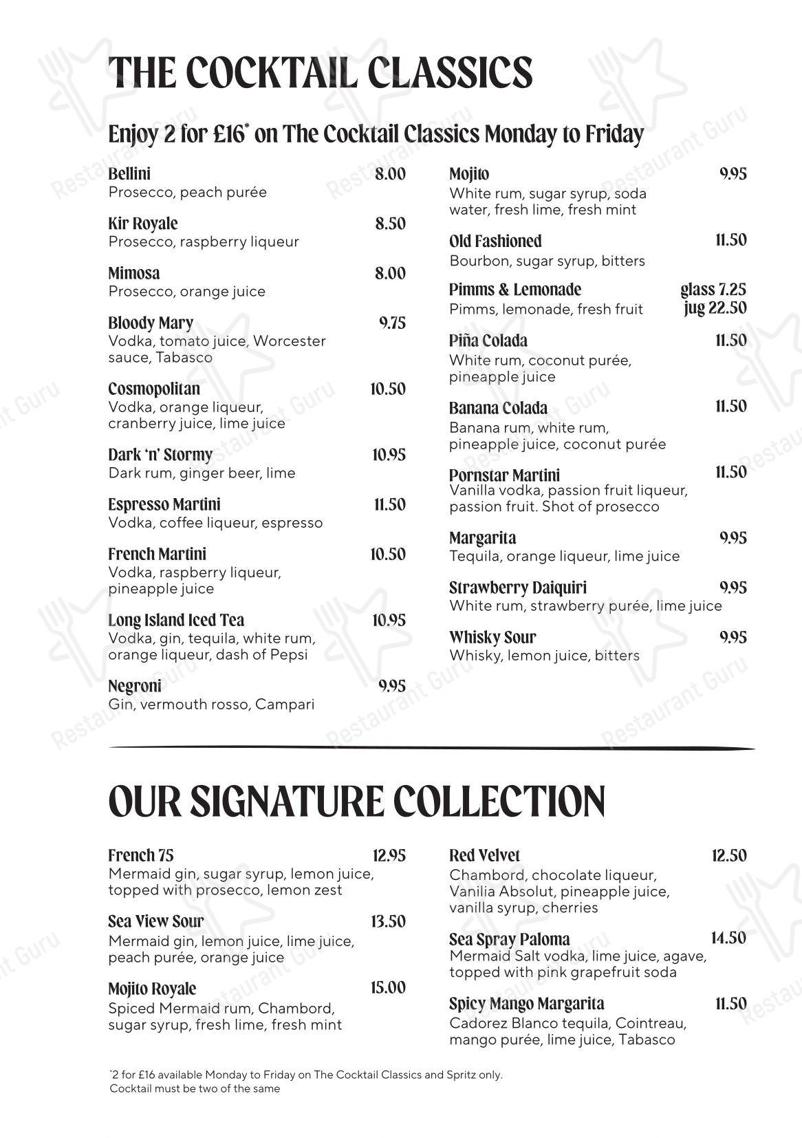 Меню паба и бара The Hawk Inn Pub with Rooms - Breakfast Menu
