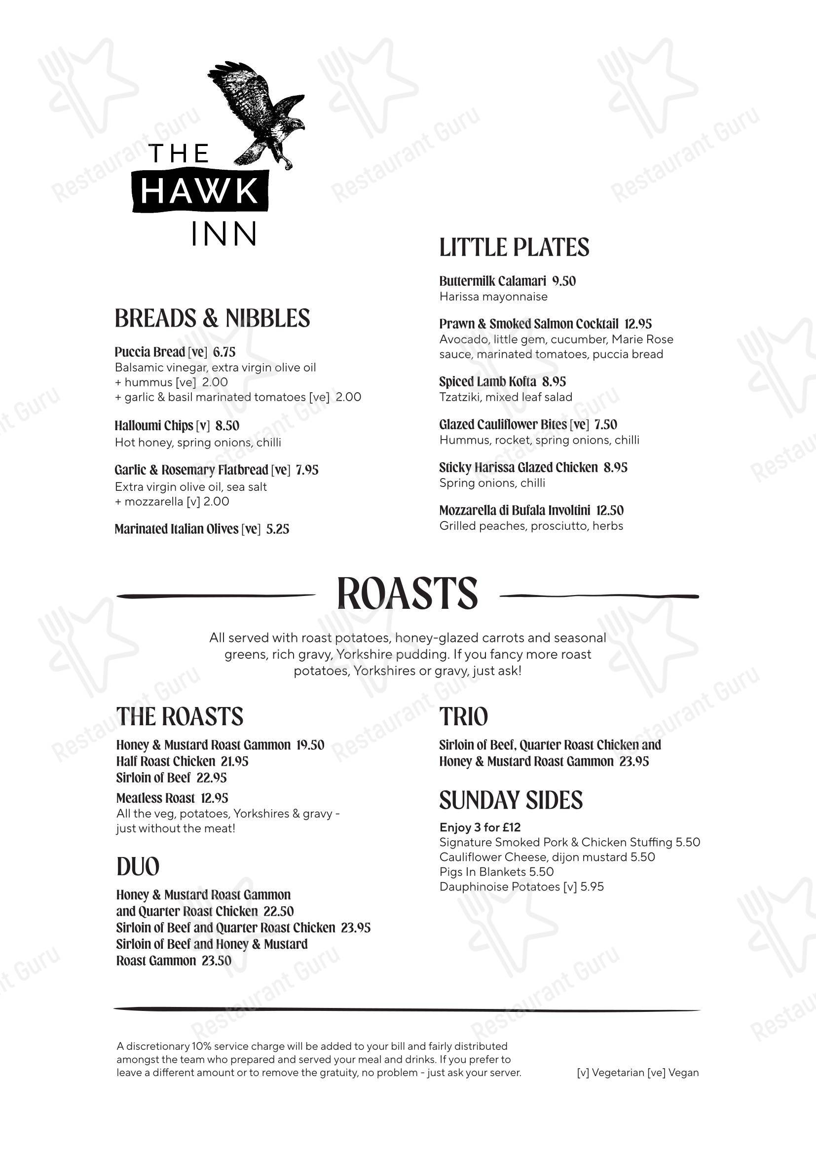 Wine Menu паба и бара The Hawk Inn Pub with Rooms в Андовере
