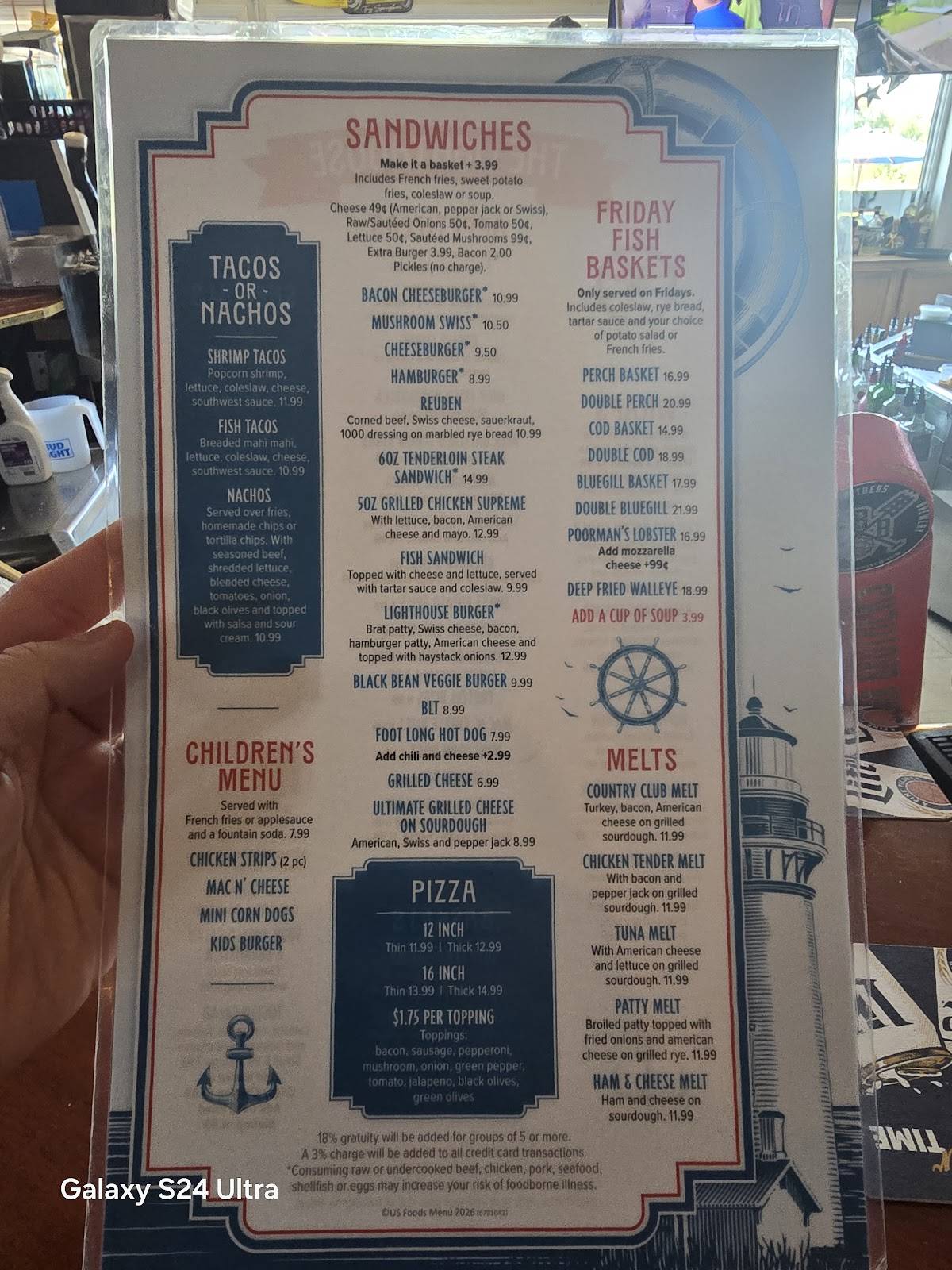 The Lighthouse Bar and Grill меню