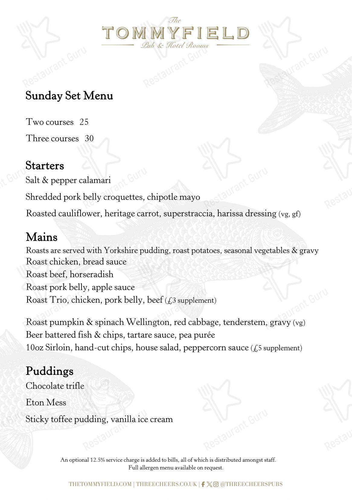 Меню паба и бара The Tommyfield - Wine Menu