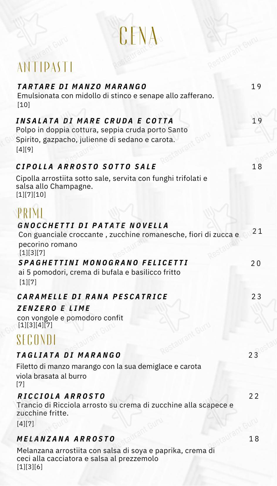 Меню фастфуда The Vista Rooftop Roma Pantheon Terrace Bar & Restaurant в Риме