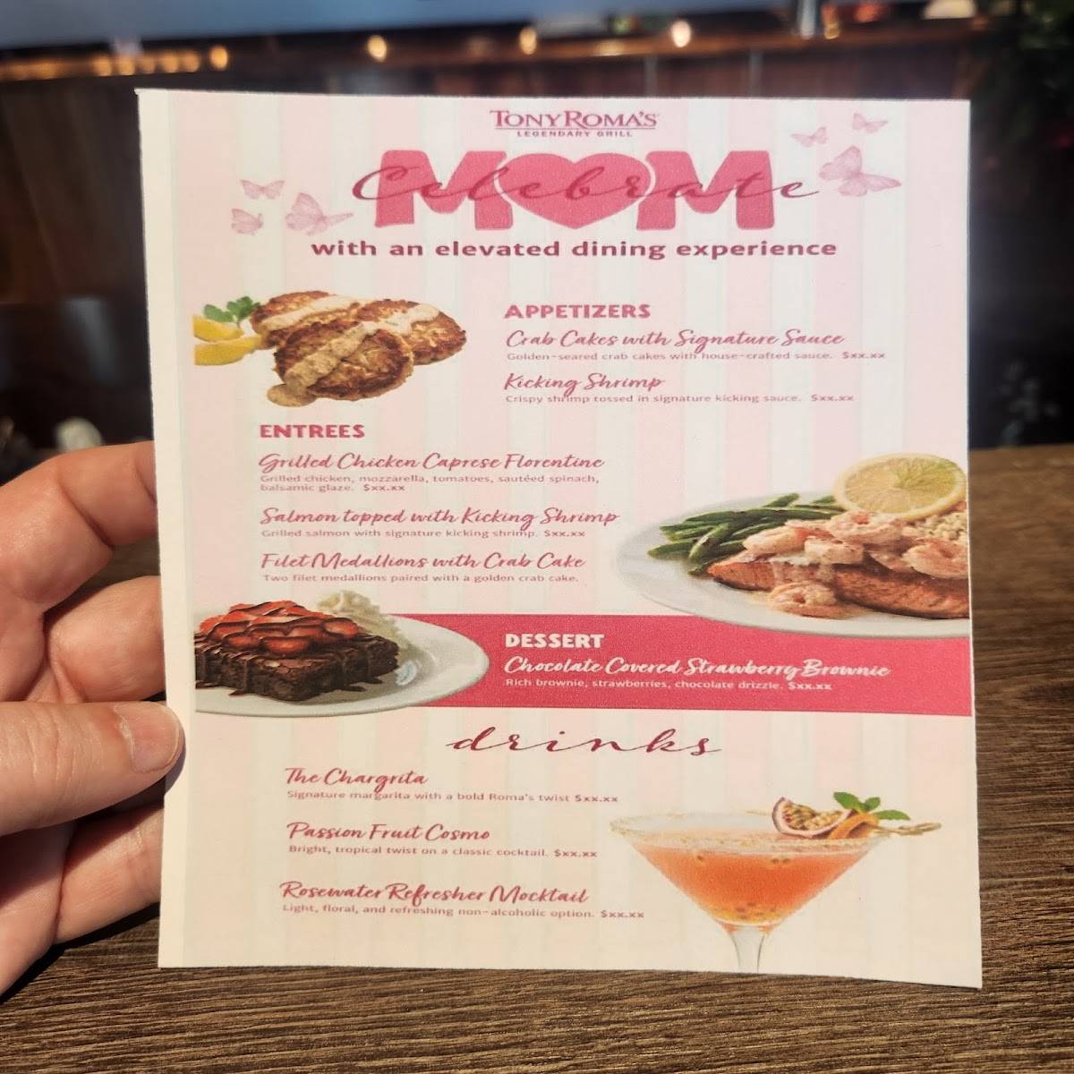 Tony Roma's меню