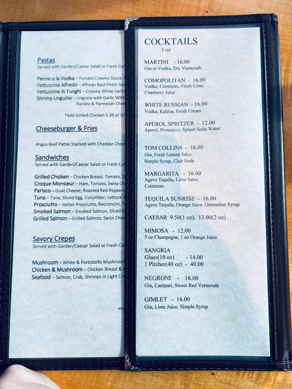 Parisco Cafe меню