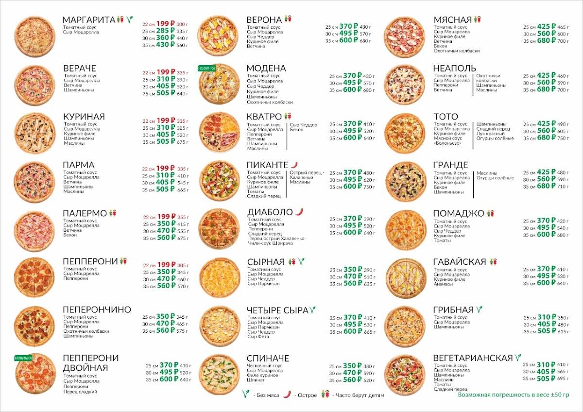 Toto's Pizza меню