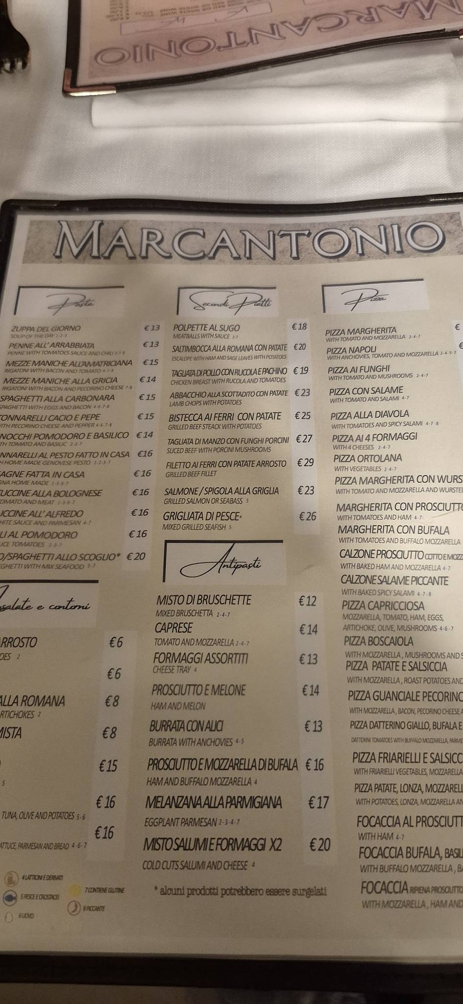 Trattoria Marcantonio меню
