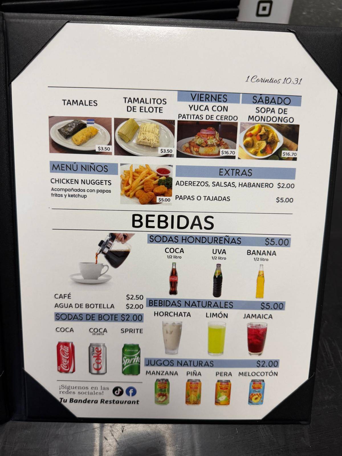Tu Bandera меню