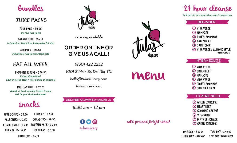 Tula's Juicery меню