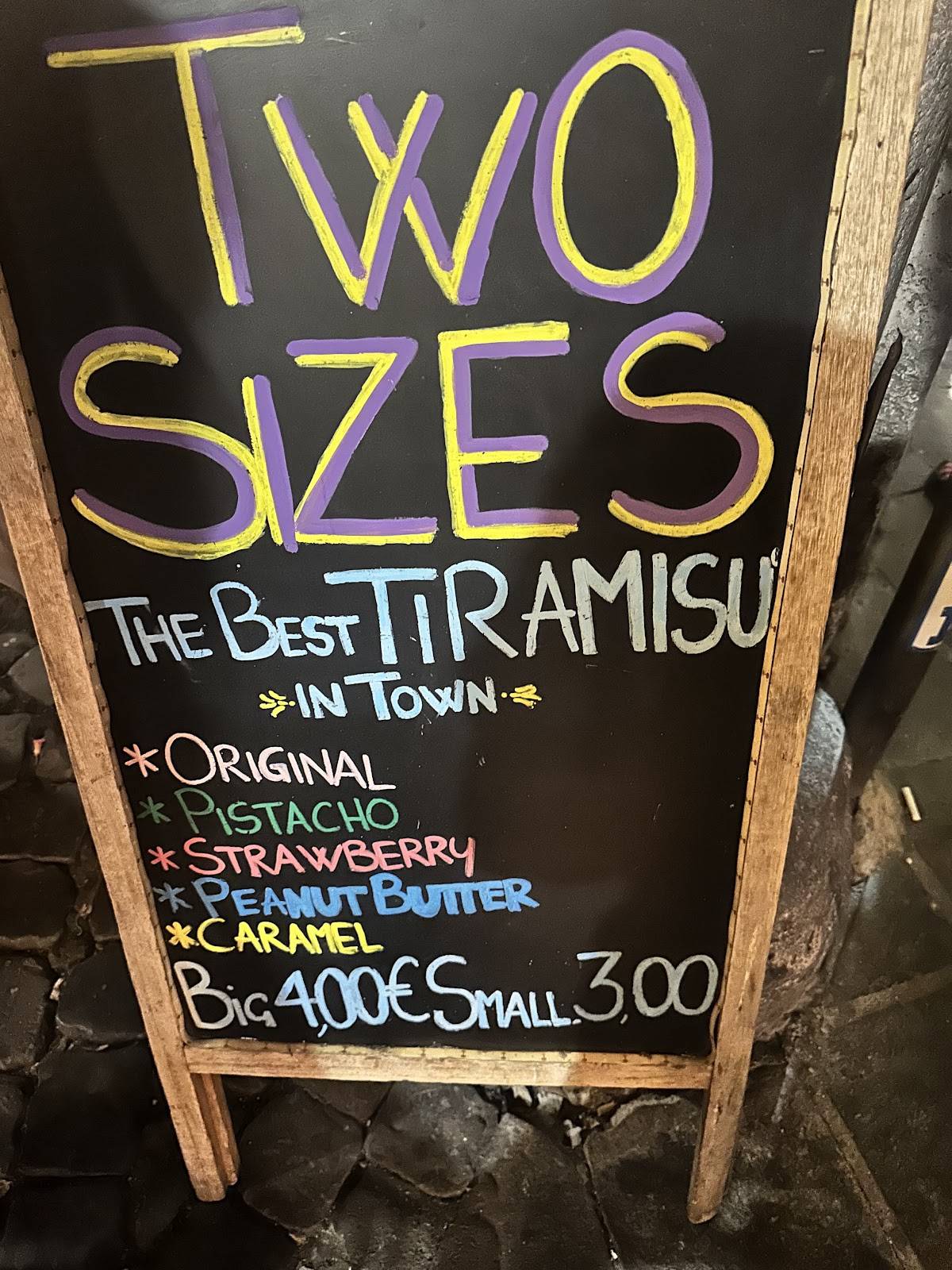 Two Sizes меню
