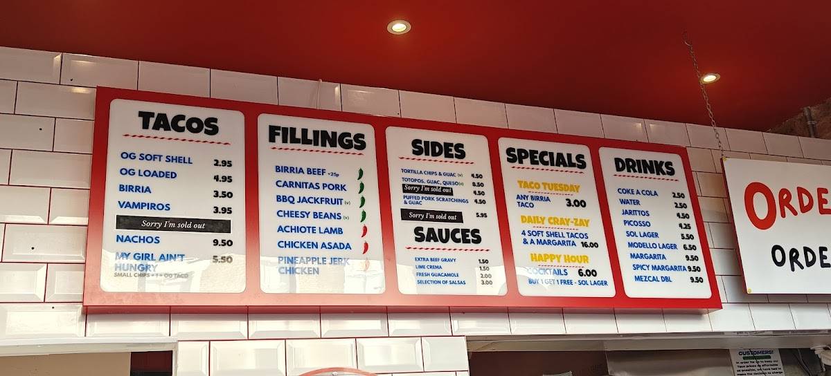 Two Twins Tacos Notting Hill меню