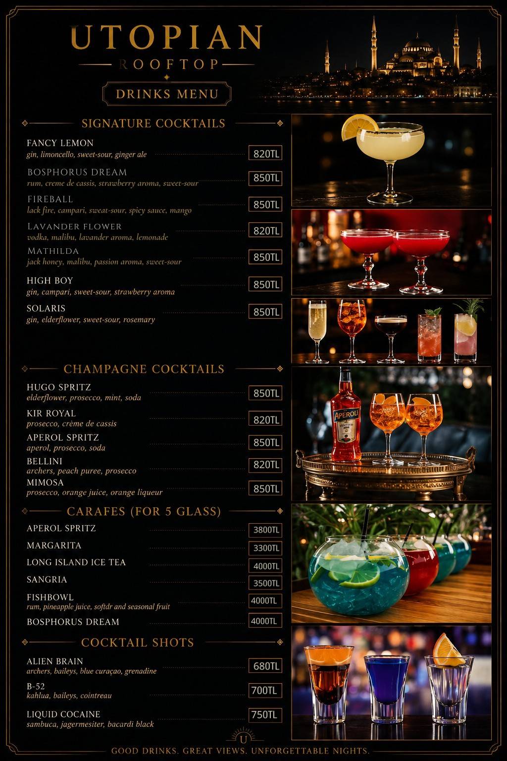 Utopian Rooftop Restaurant меню